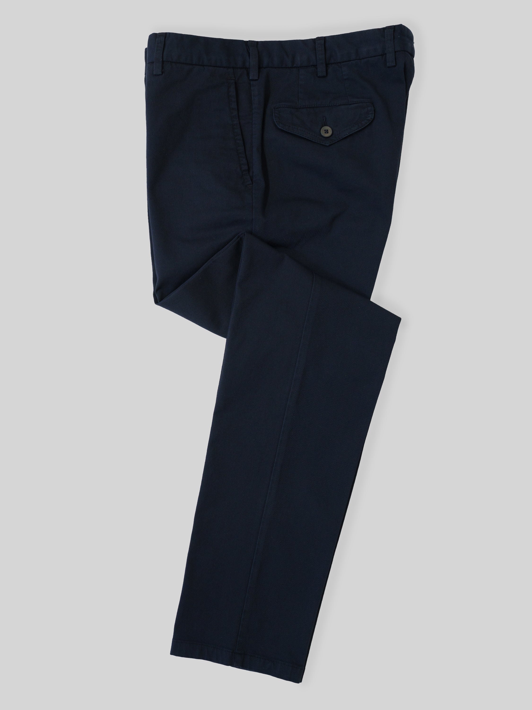 Dark blue cotton supima sport trousers with flaps